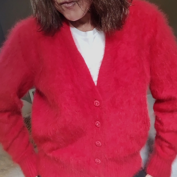 Vintage Venesha Red Cardigan Sweater Medium - Picture 10 of 10